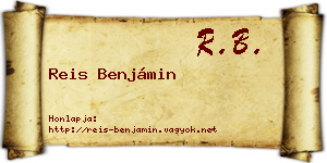 Reis Benjámin névjegykártya